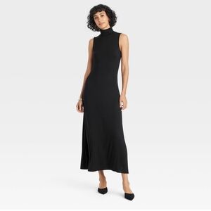 Women's Knit Midi Shift Dress -A New Day Black